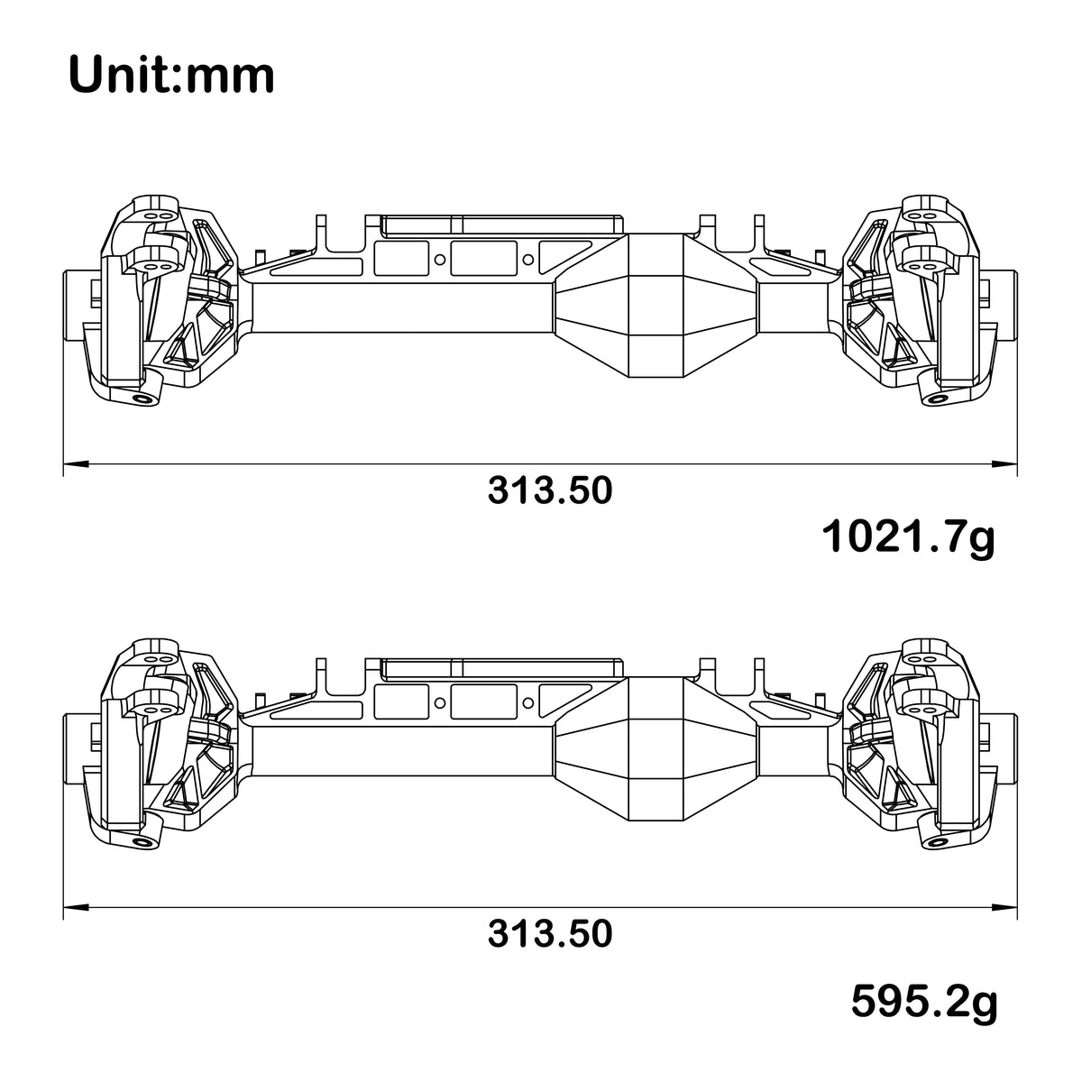 Redcat Vertex-6 4WS front axle housing Size