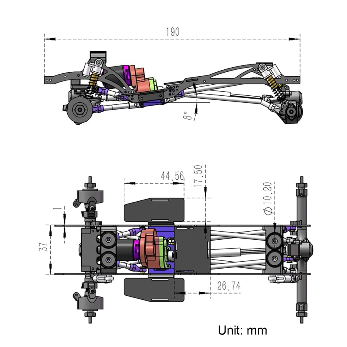 MEUS Racing SCX24 Brushless Complete Transmission for 1/24 SCX24