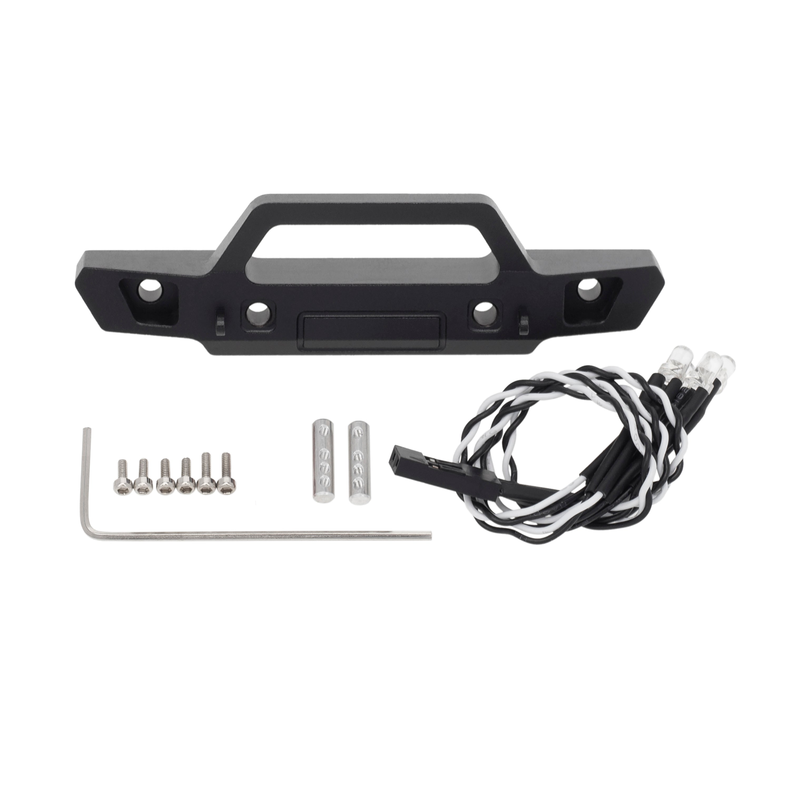 MEUS Racing Aluminum Front Bumper with LED and Rear Bumper for Axial 1