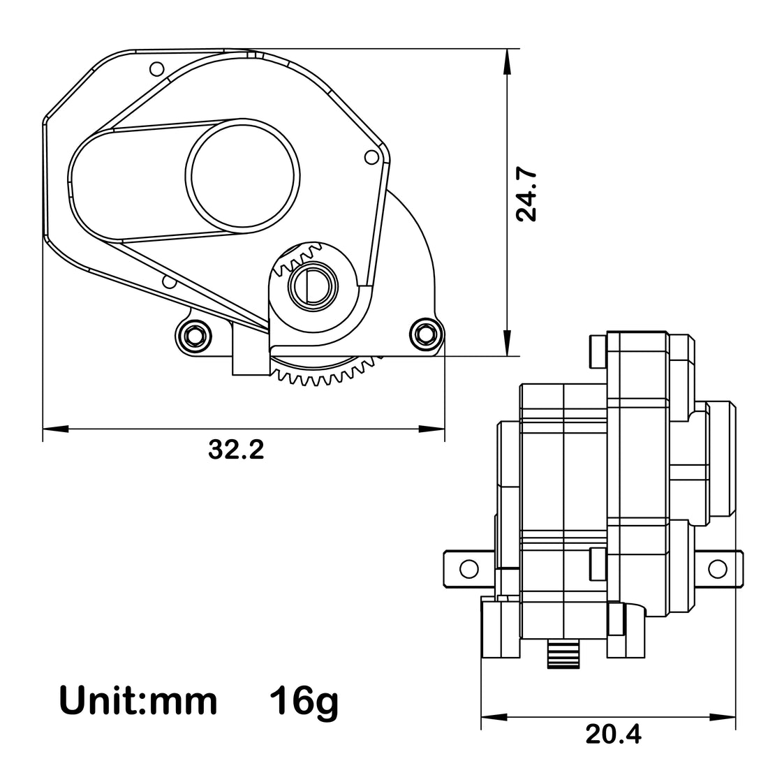 Black SCX24 Brushed Complete Transmission