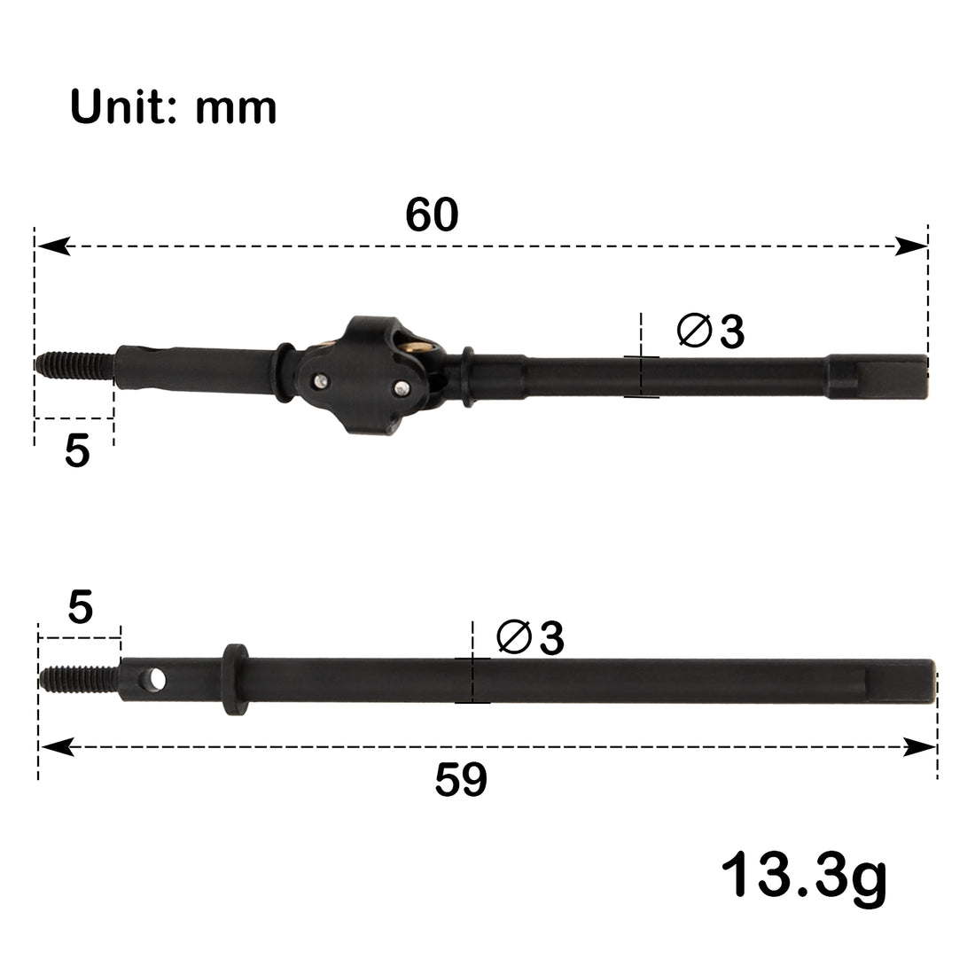 SCX24 V3 Isokinetic Metal 3-Section CVD +9mm shafts
