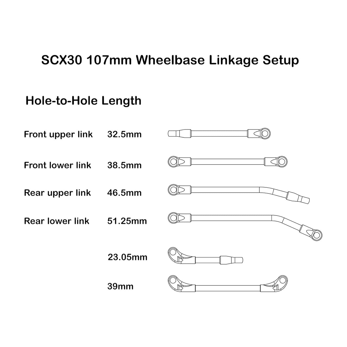 SCX30 Chassis Links for 107mm Wheelbase size