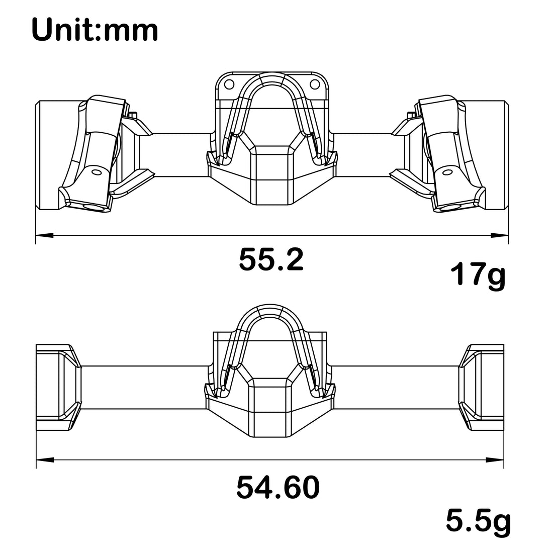 SCX30 Axle Housing with Diff Covers and Steering Knuckles