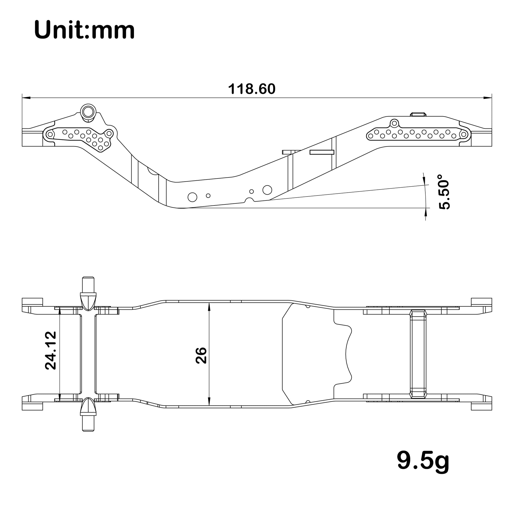 SCX30 LCG Chassis Titanium Frame Size