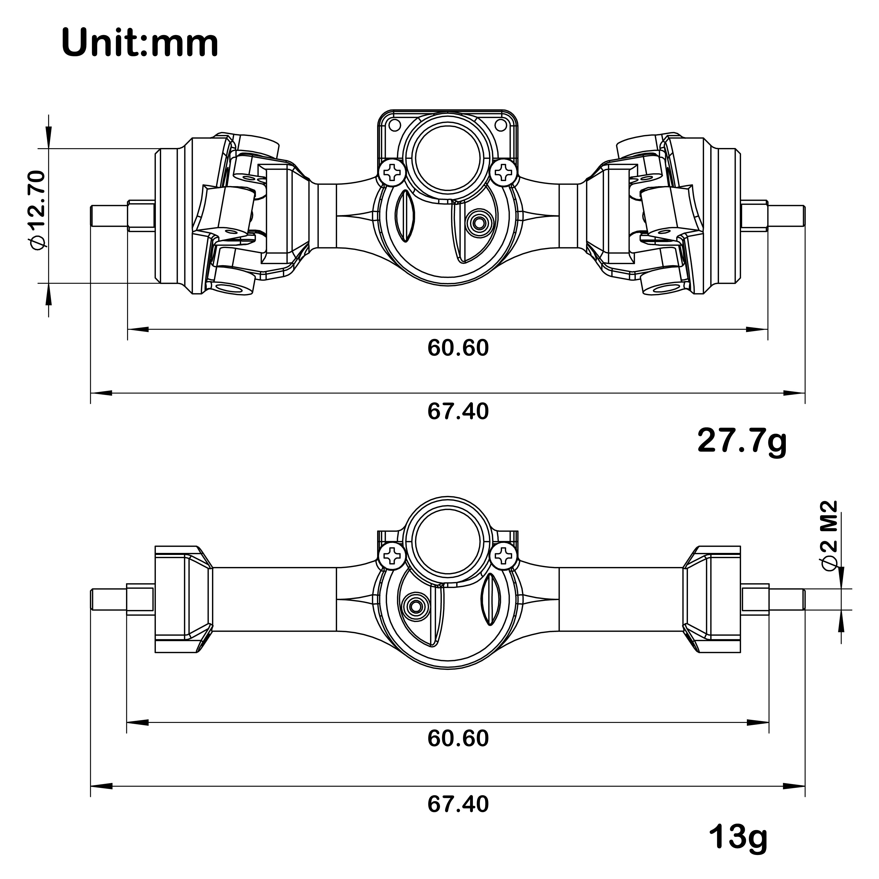 MEUS Racing Metal SCX30 Axles with Universal CVD Shafts for 1/30 SCX30