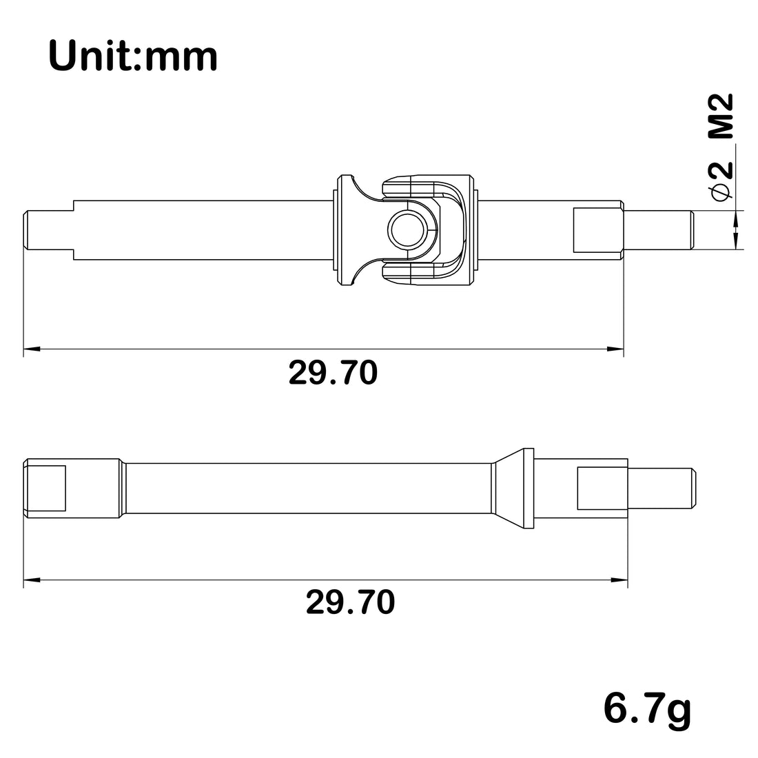 SCX30 Universal Joints CVD Shaft
