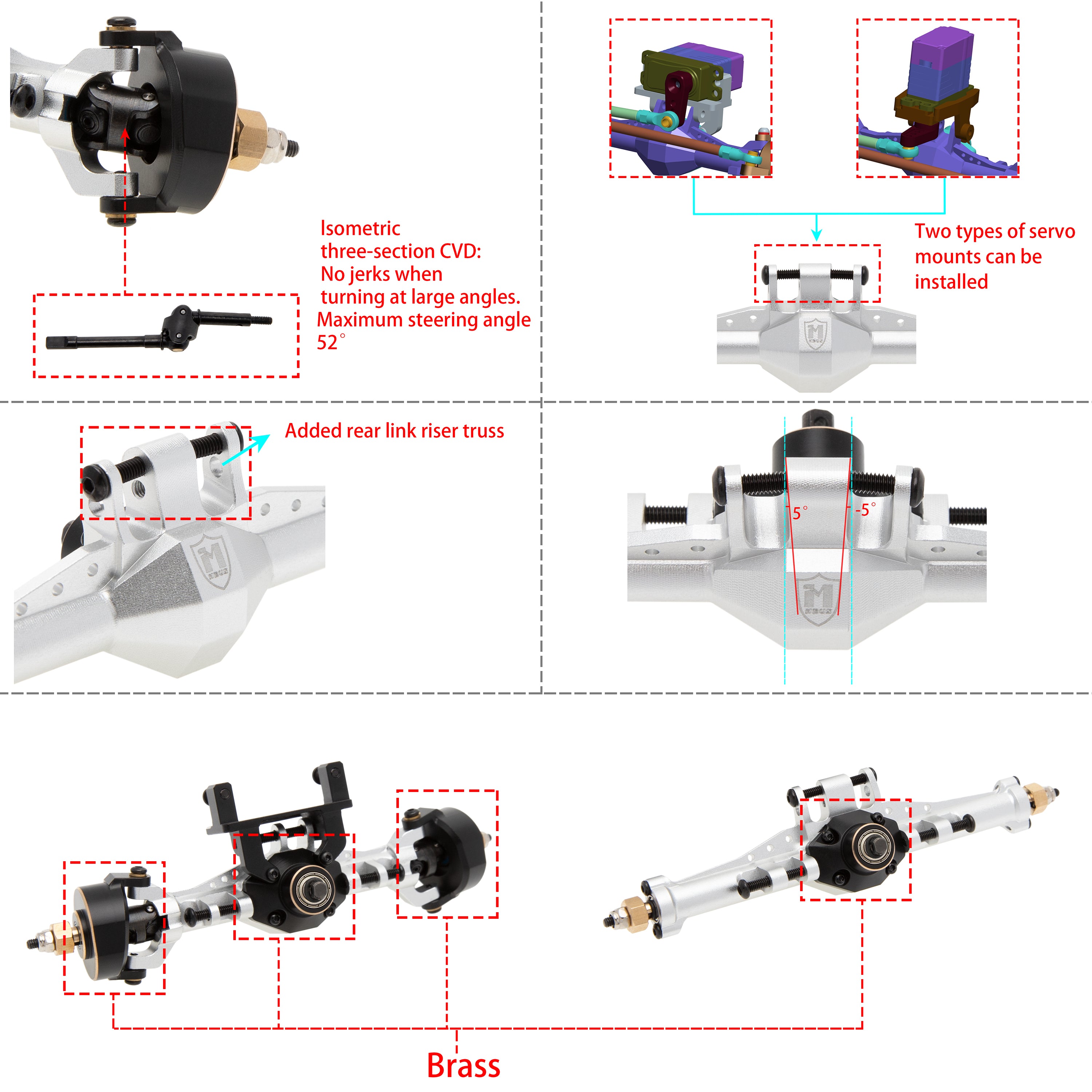 MEUS Racing TRX4M Isokinetic 3-Section CVD Front and Rear Axles Maximu