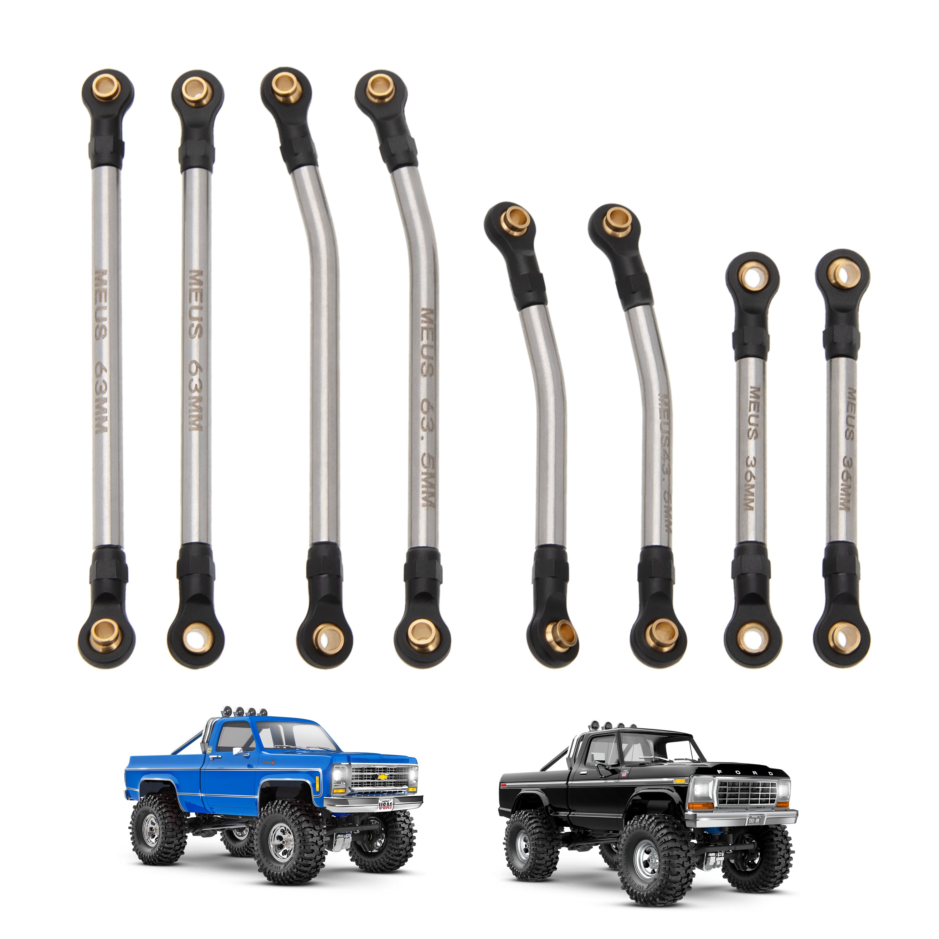 MEUS Racing High Clearance Chassis Links for TRX4M High Trail K10 F150