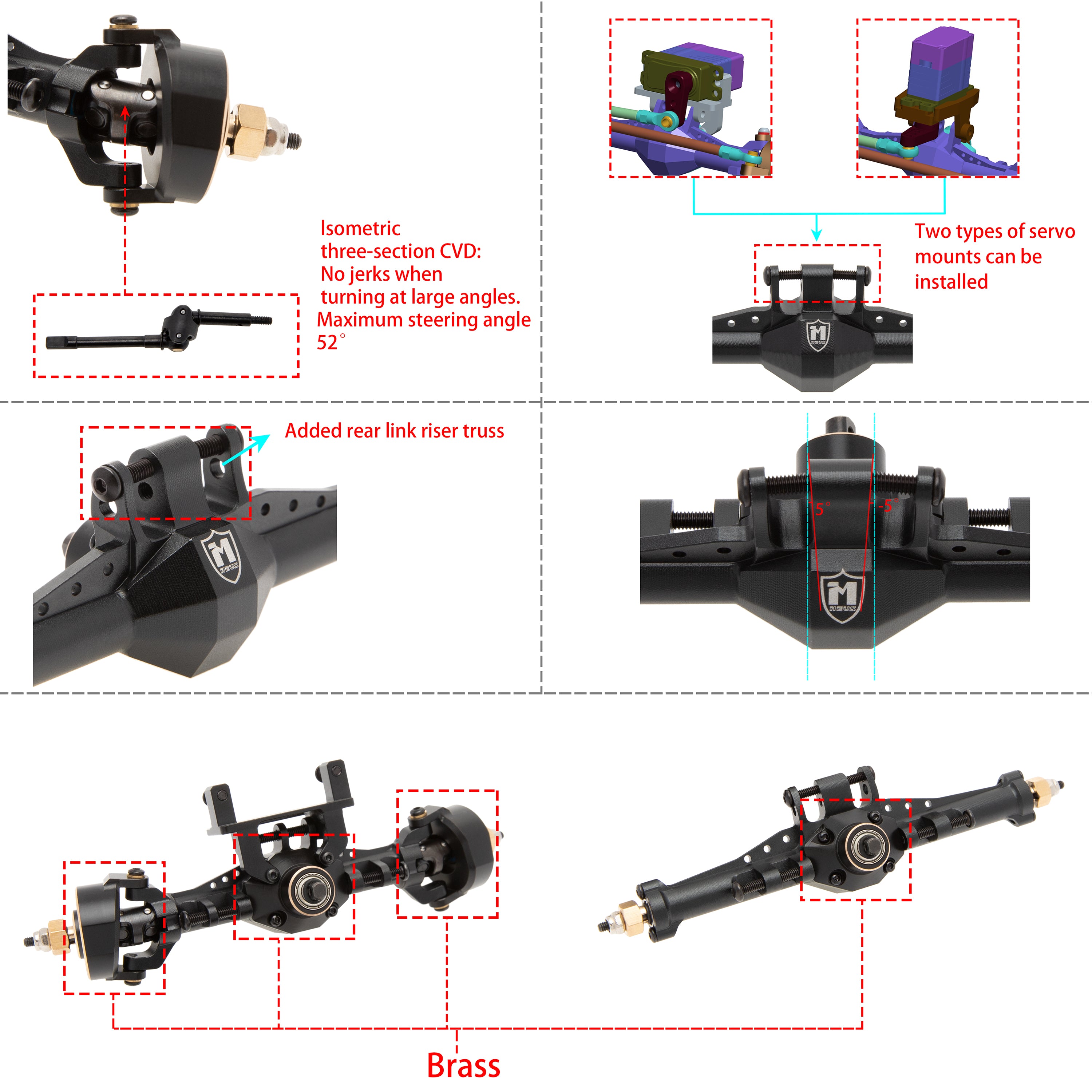 MEUS Racing TRX4M Isokinetic 3-Section CVD Front and Rear Axles Maximu