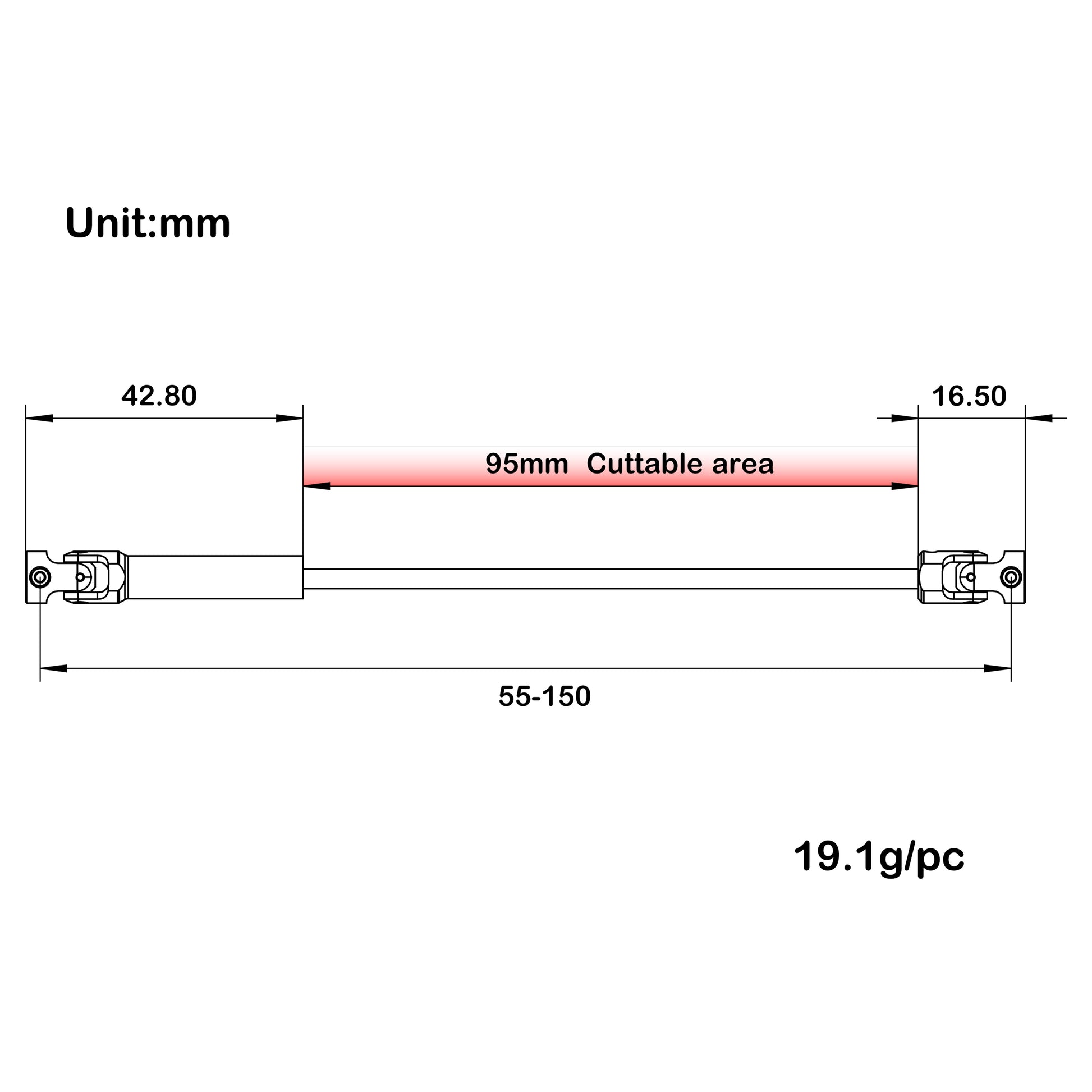 TRX4M Cuttable Drive Shafts Size