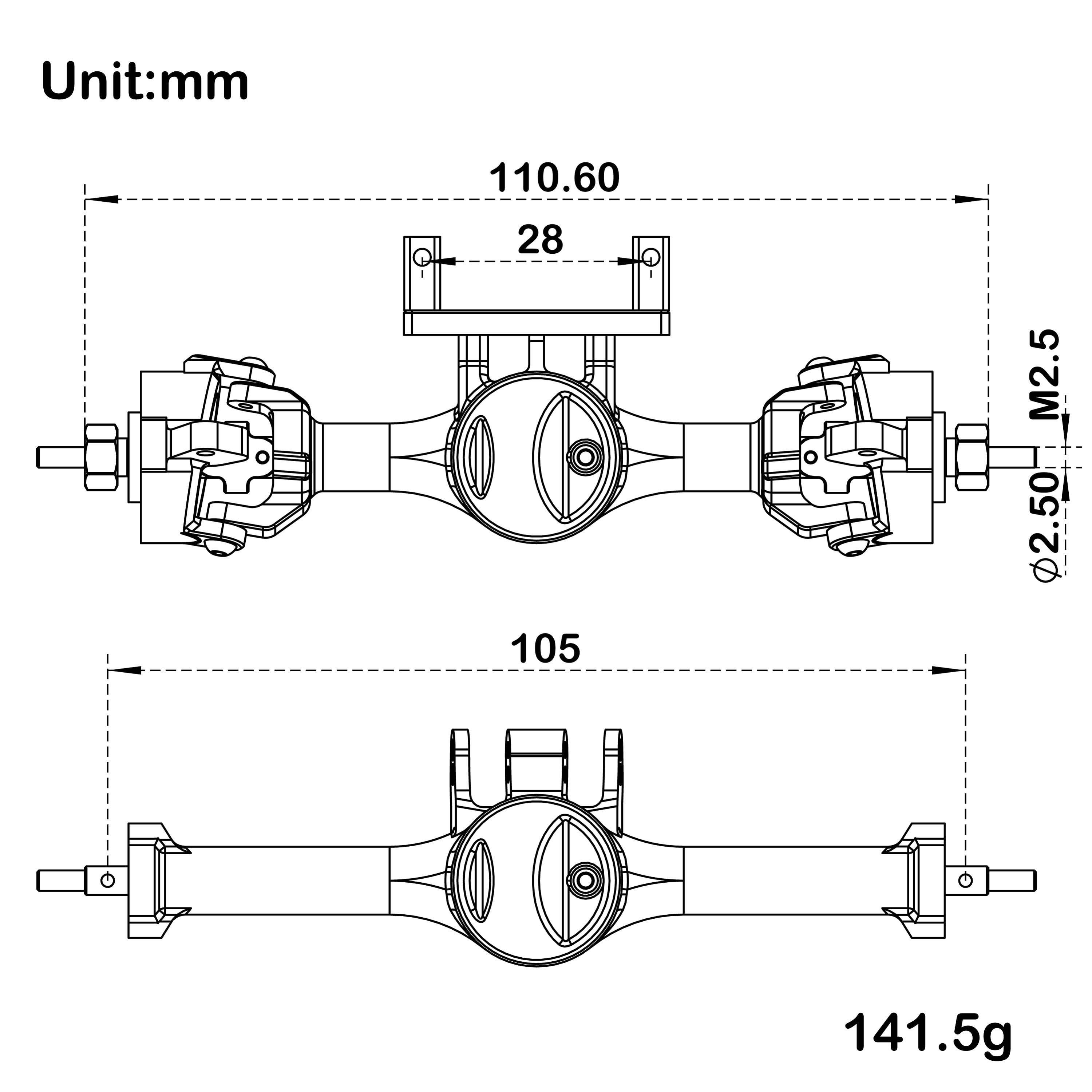 MEUS Racing TRX4M Metal V2 Isokinetic Front & Rear axles with Adjustab