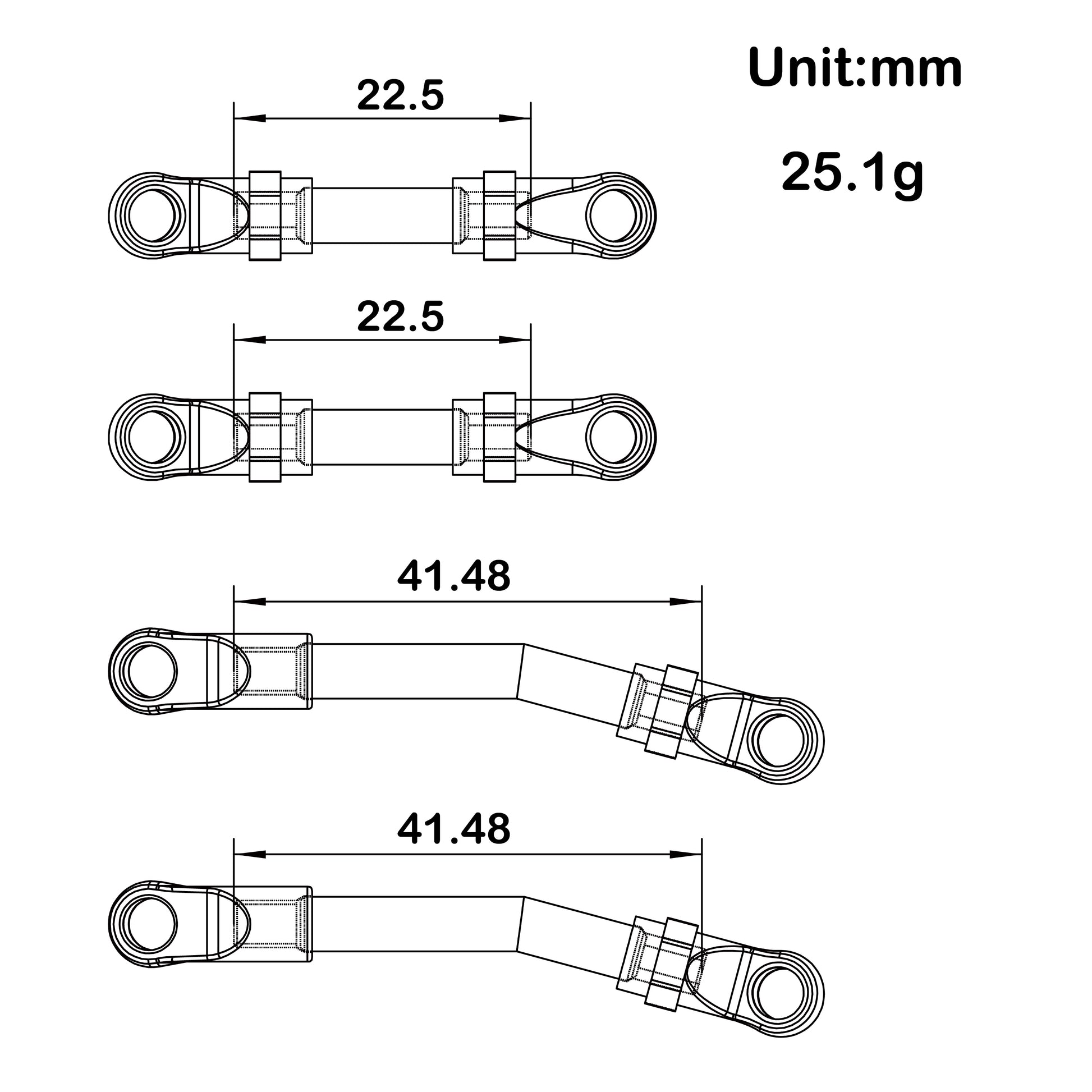 Titanium AX24 High Clearance Chassis Links Size