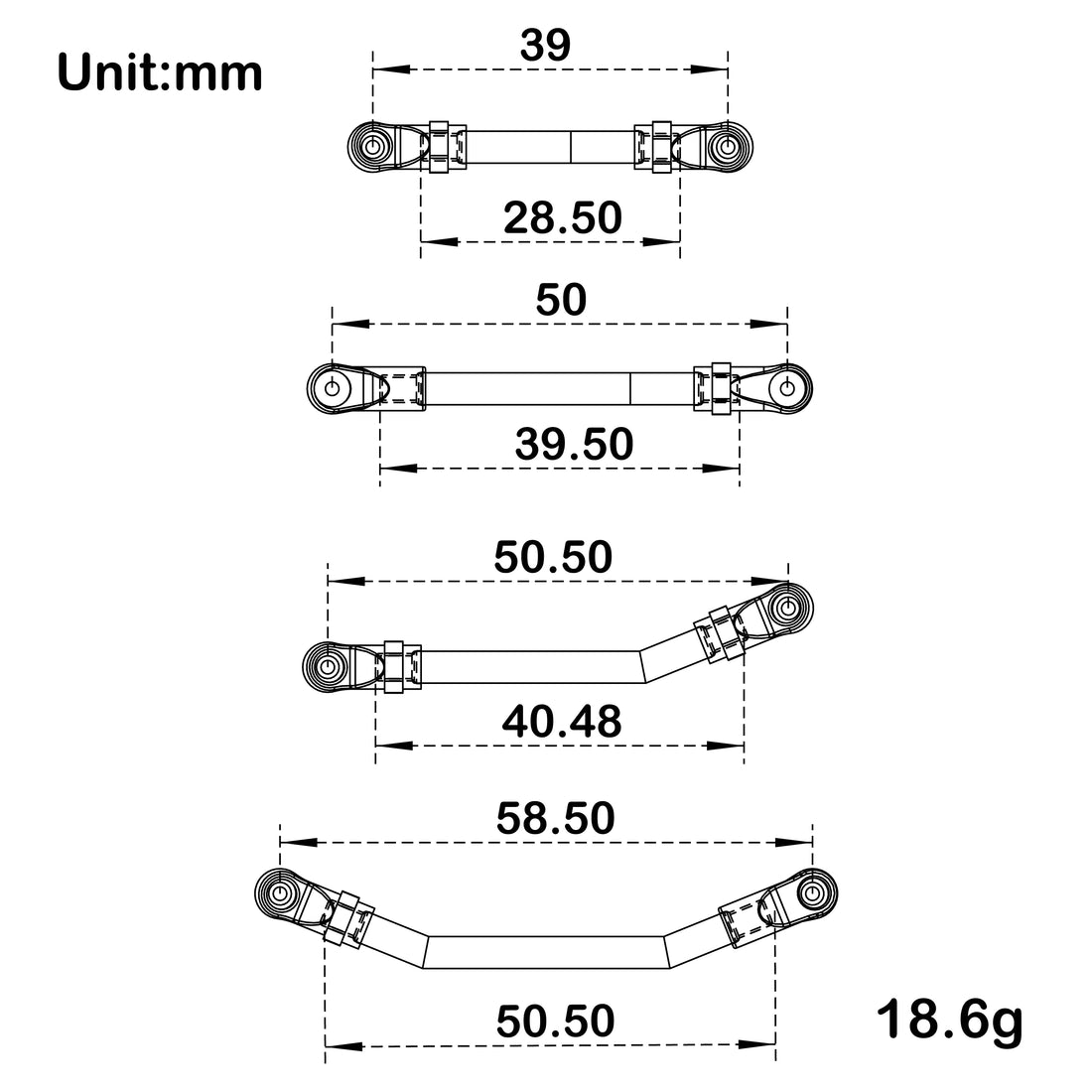 Titanium SCX24 C10 Bronco Double Bed High Clearance Chassis Links 