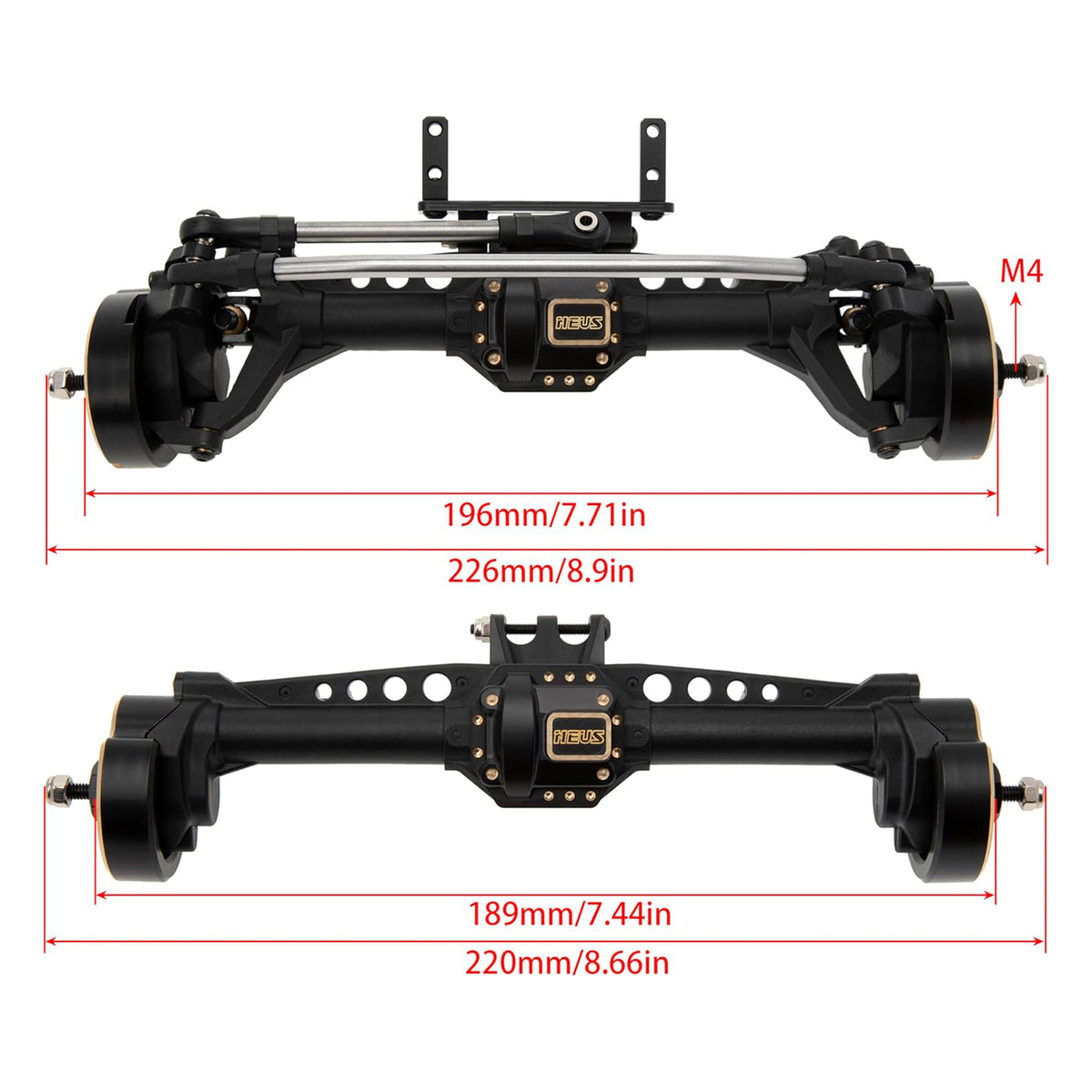 No Rear Axle Racing MEUS Racing SCX10 Nylon Portal Front Rear Axles with Brass Counterweig