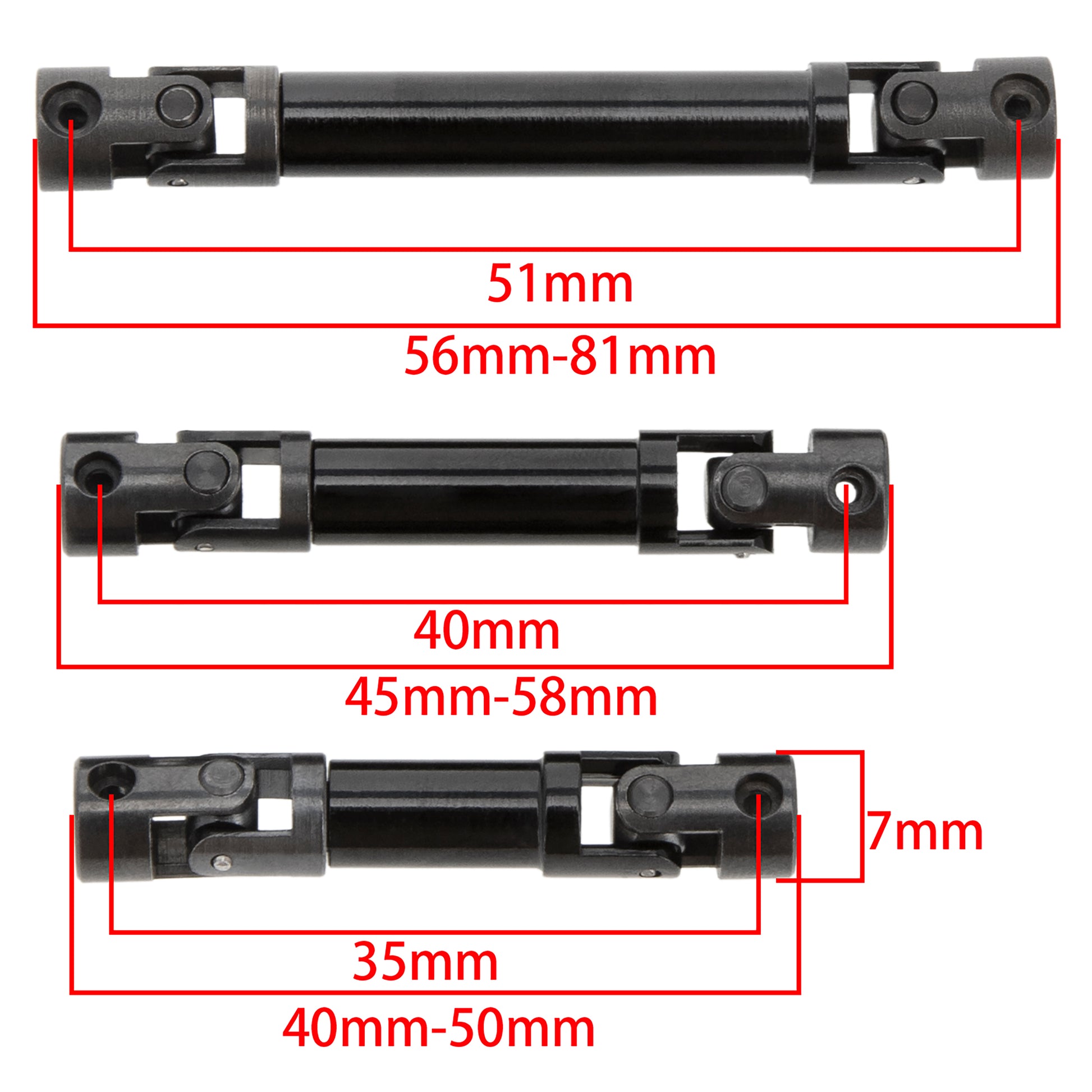 Metal Driveshaft Set size for Axial 1/24 SCX24