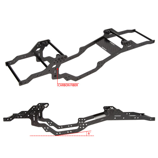 Meus Racing Carbon Fiber LCG Chassis Kit Frame Girder with Front Bumper for Axial SCX10 & SCX10 II 90046