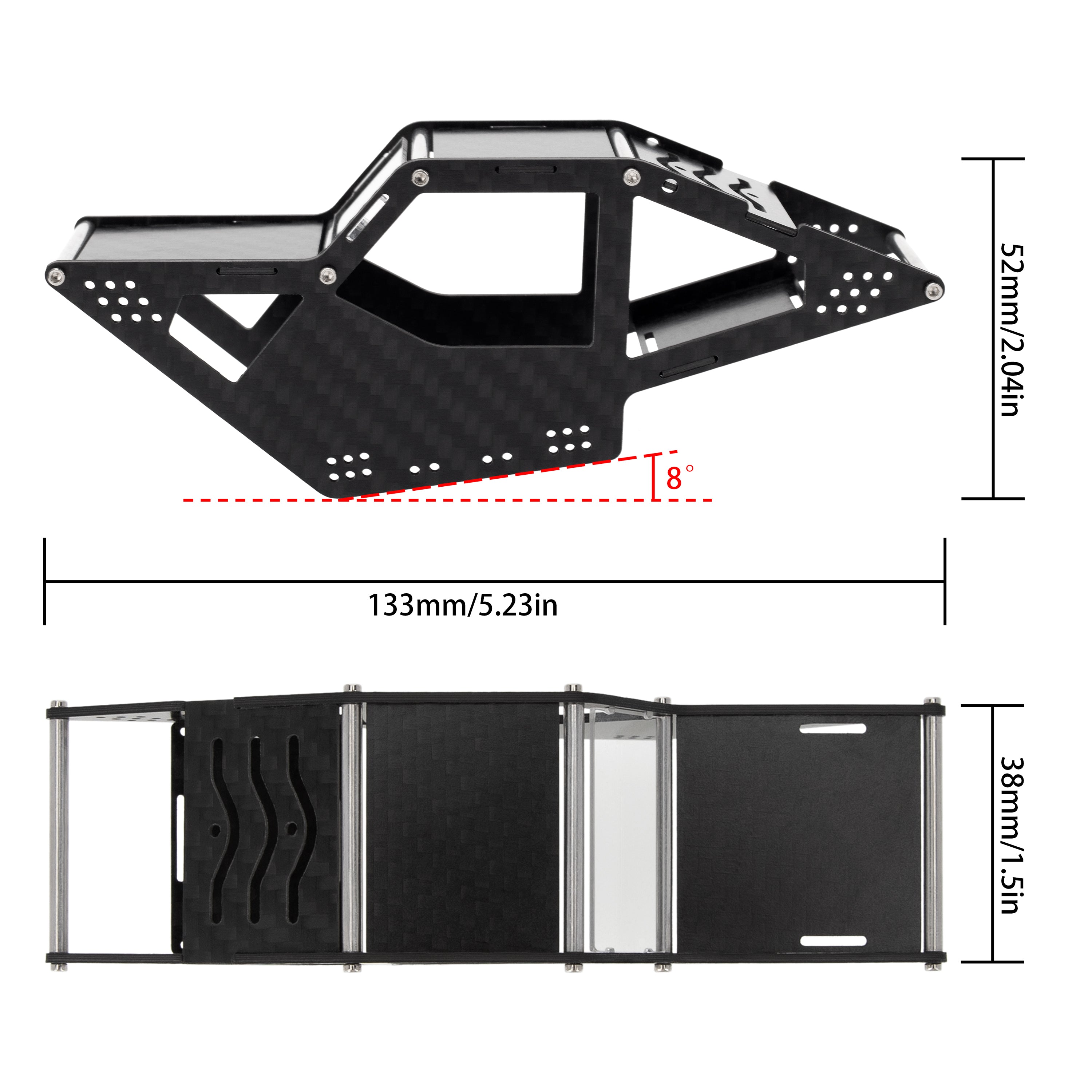 Meus Racing Carbon Fiber Cage Body Shell for 1/24 SCX24 C10 JLU Ford B