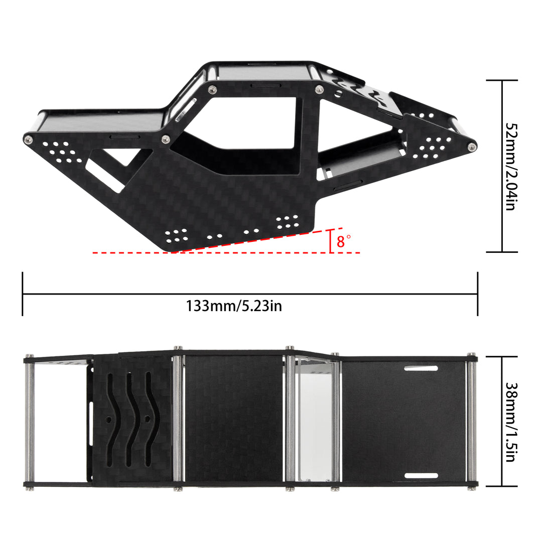 Adjustable Aluminum Tow Hitch For Axial SCX10 RC Rock Crawler 1/10 Scale - Black Trailer Hitch