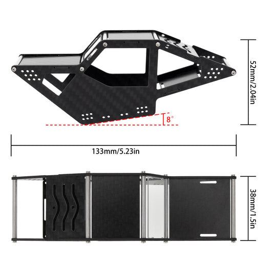 Meus Racing 1/24 Carbon Fiber Cage Body Shell size for SCX24