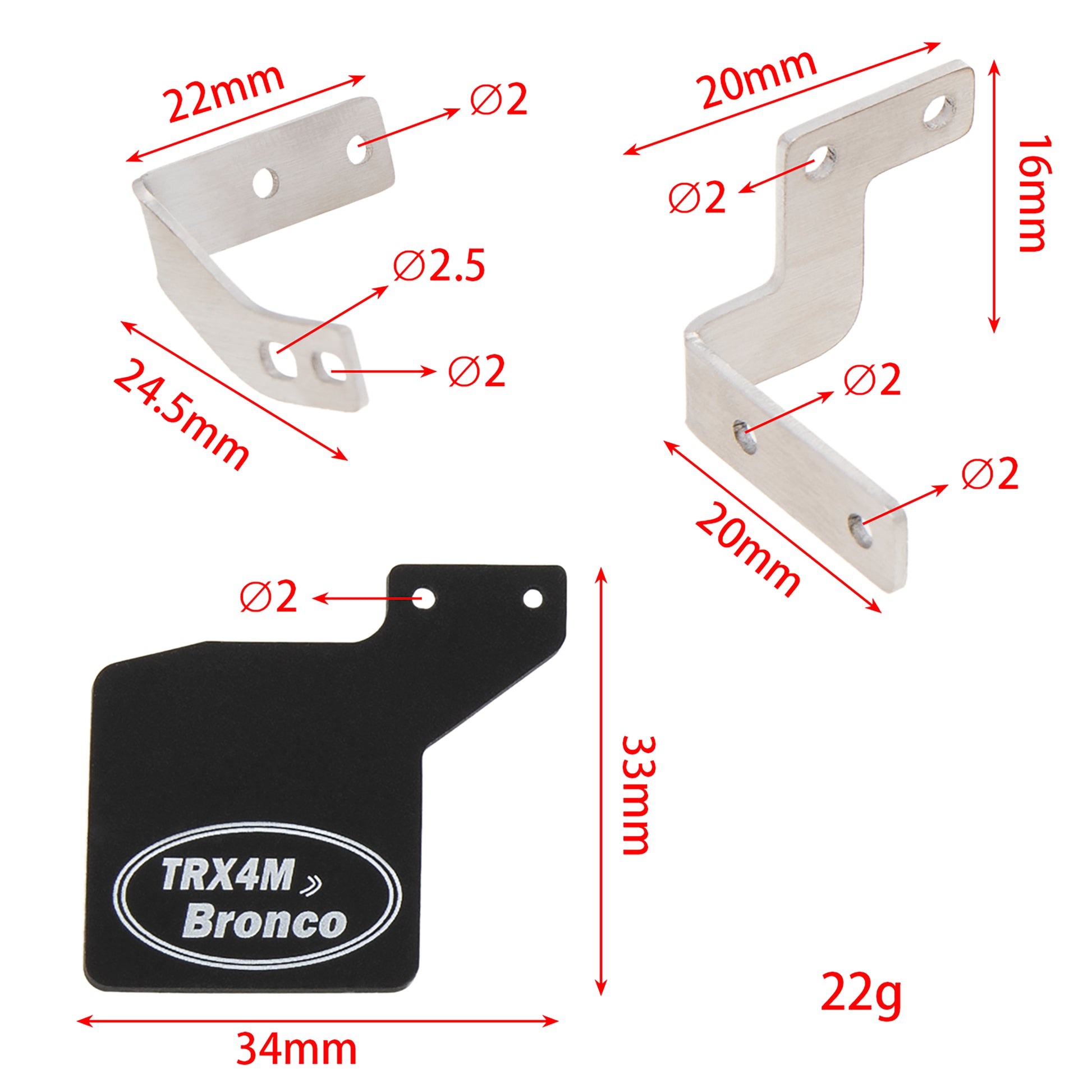 Front & Rear Mud Flaps Rubber Fender size For TRX4M Bronco