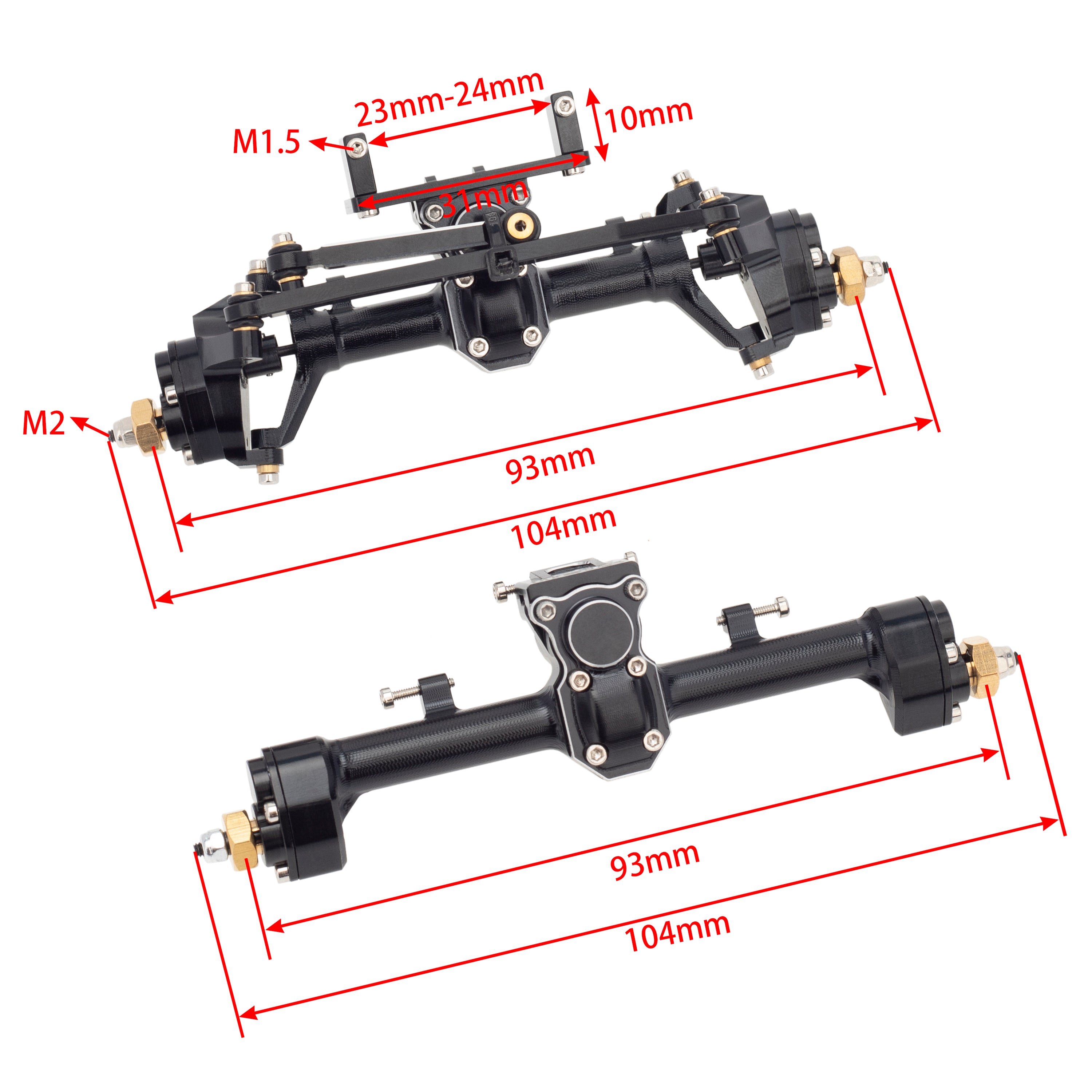 AXspeed Hinterachse Traverse Für SCX24 – Aluminium, Schwarz Eloxiert, Upgrade Für RC Crawler