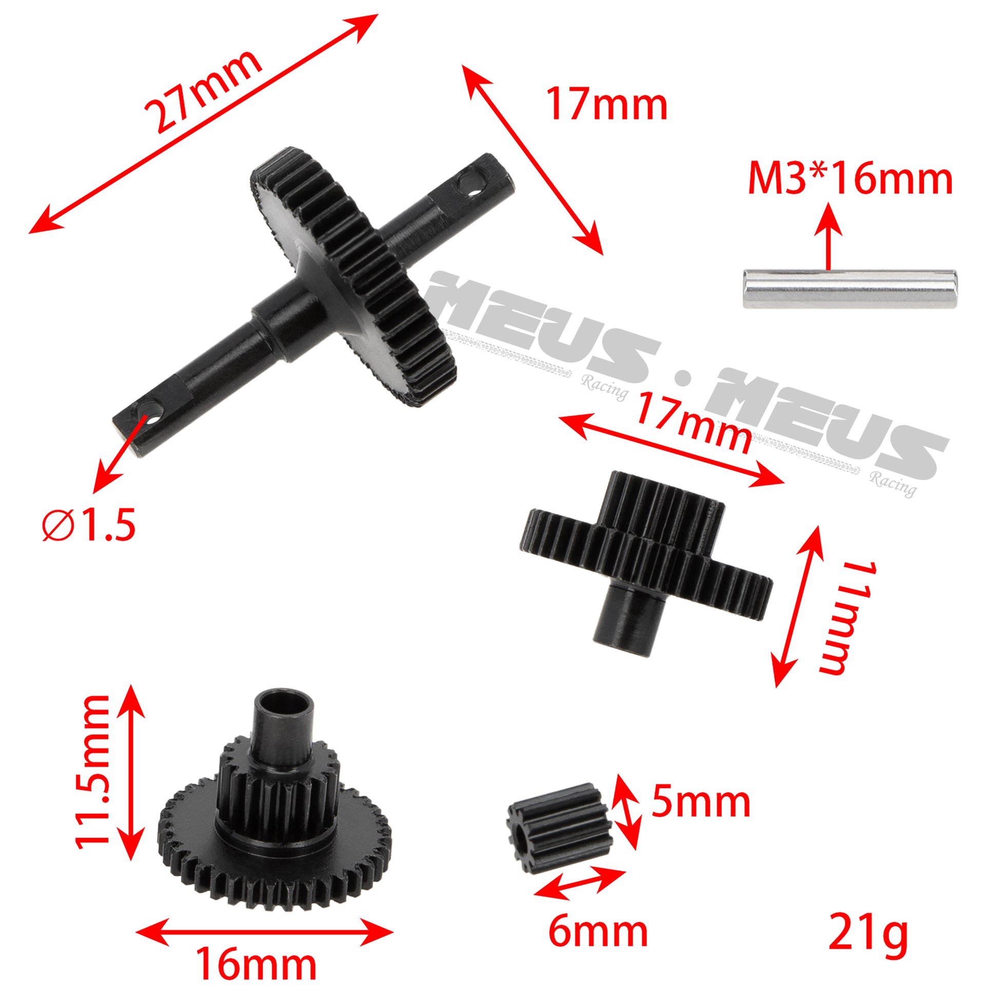 16.61:1 Transmission gears size for TRX4M