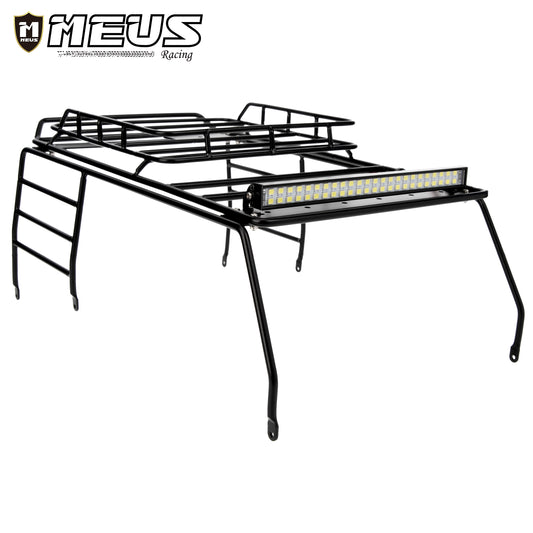 Meus Racing 1/10 RC Car Metal Roof Luggage Rack Luggage Tray with Double Row LED Lights