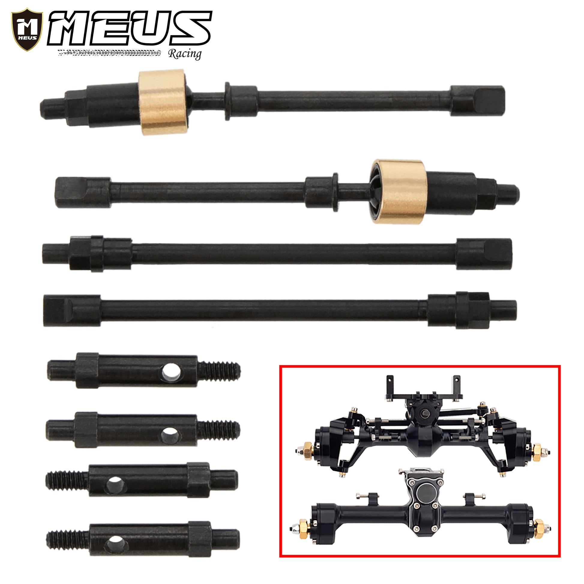 Meus Racing Metal CVD Dogbone 42MM Front Rear Axle Shaft Set for SCX24